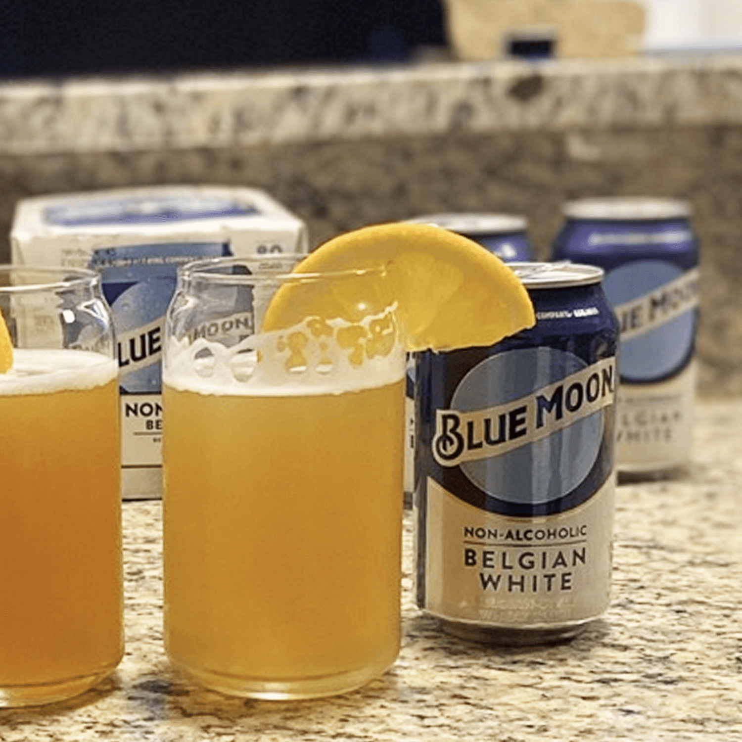 Blue Moon Non-Alcoholic Belgian Style Wheat Beer - Dealcoholized NA Brew in 12oz Cans - Low Calorie: 80 cals, 17g carbs - Refreshing Craft Brew Option