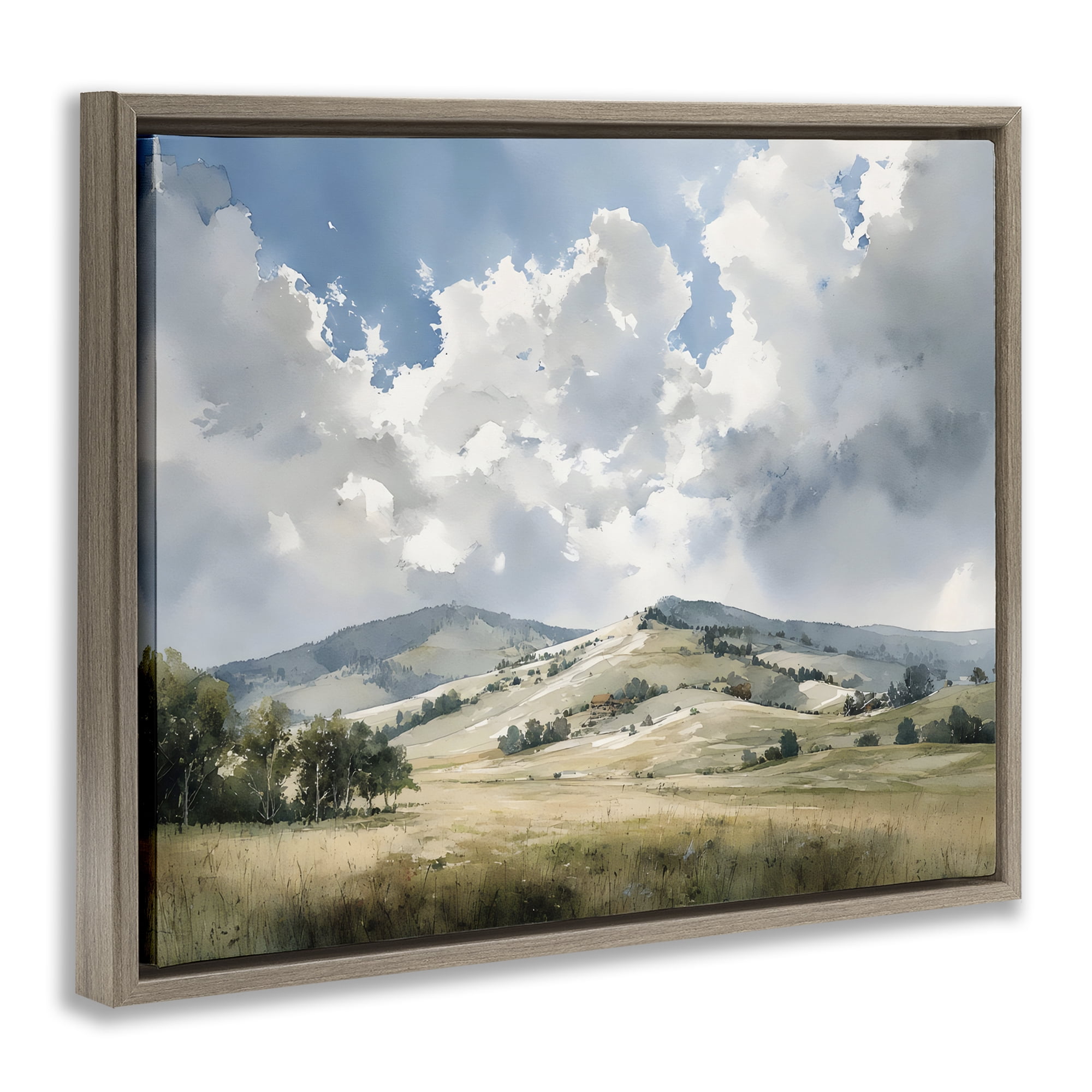 Stupell Industries Tranquil Hills Meadow Brown Framed Floater Canvas Wall Art, design by Franklyn Gregory
