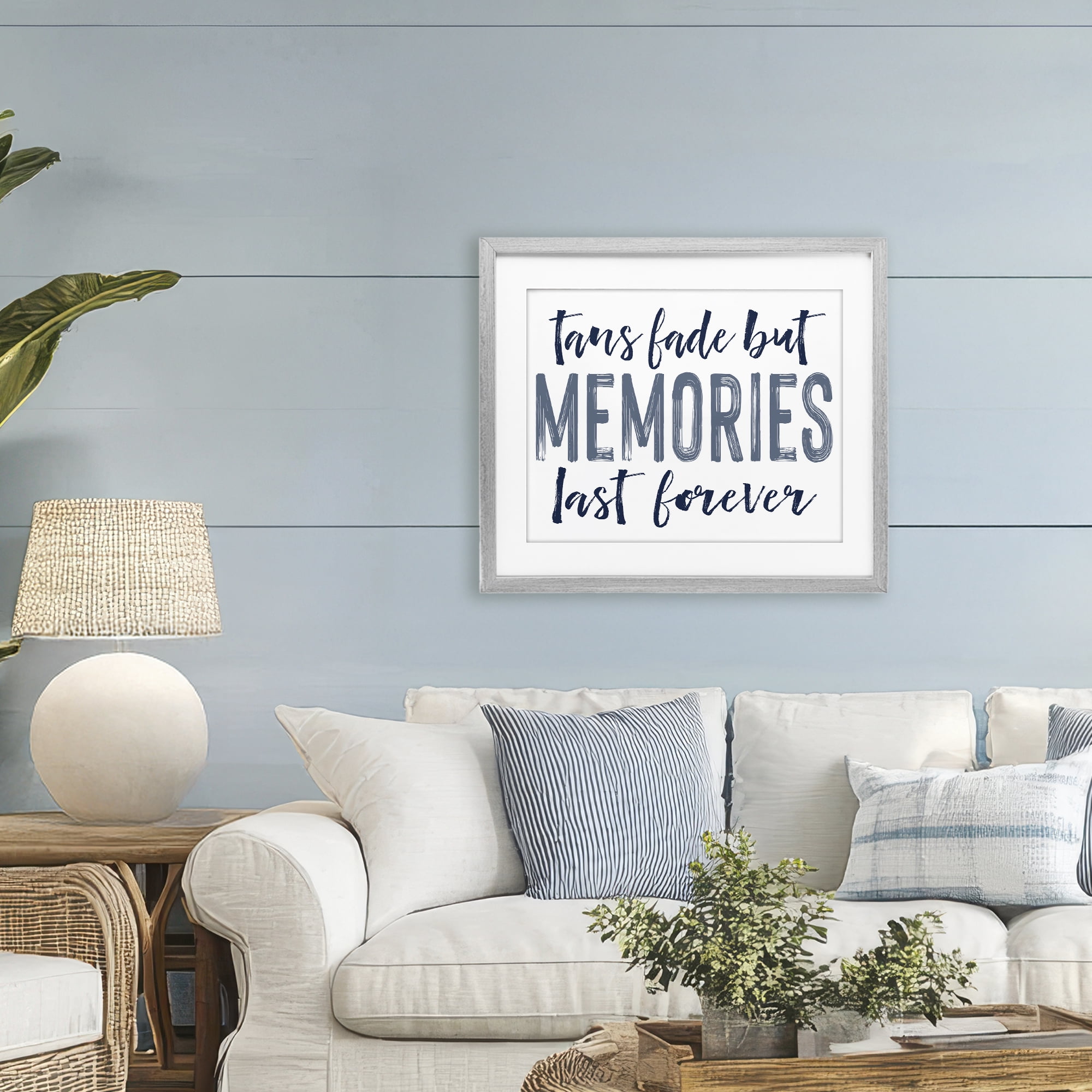 Summer Memories Last Forever Gray Framed Print Under Glass, design by Lettered and Lined
