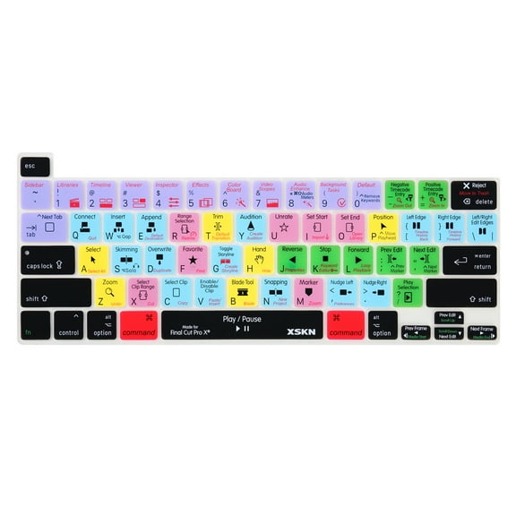 XSKN Final Cut Pro Shortcut US Layout Keyboard Cover for 2020-2023 Released MacBook Pro 13.3 inch A2251 A2289 A2338 M1 M2 Chip 2019 Macbook Pro 16 inch A2141 with Touch Bar Silicone Protector Skin