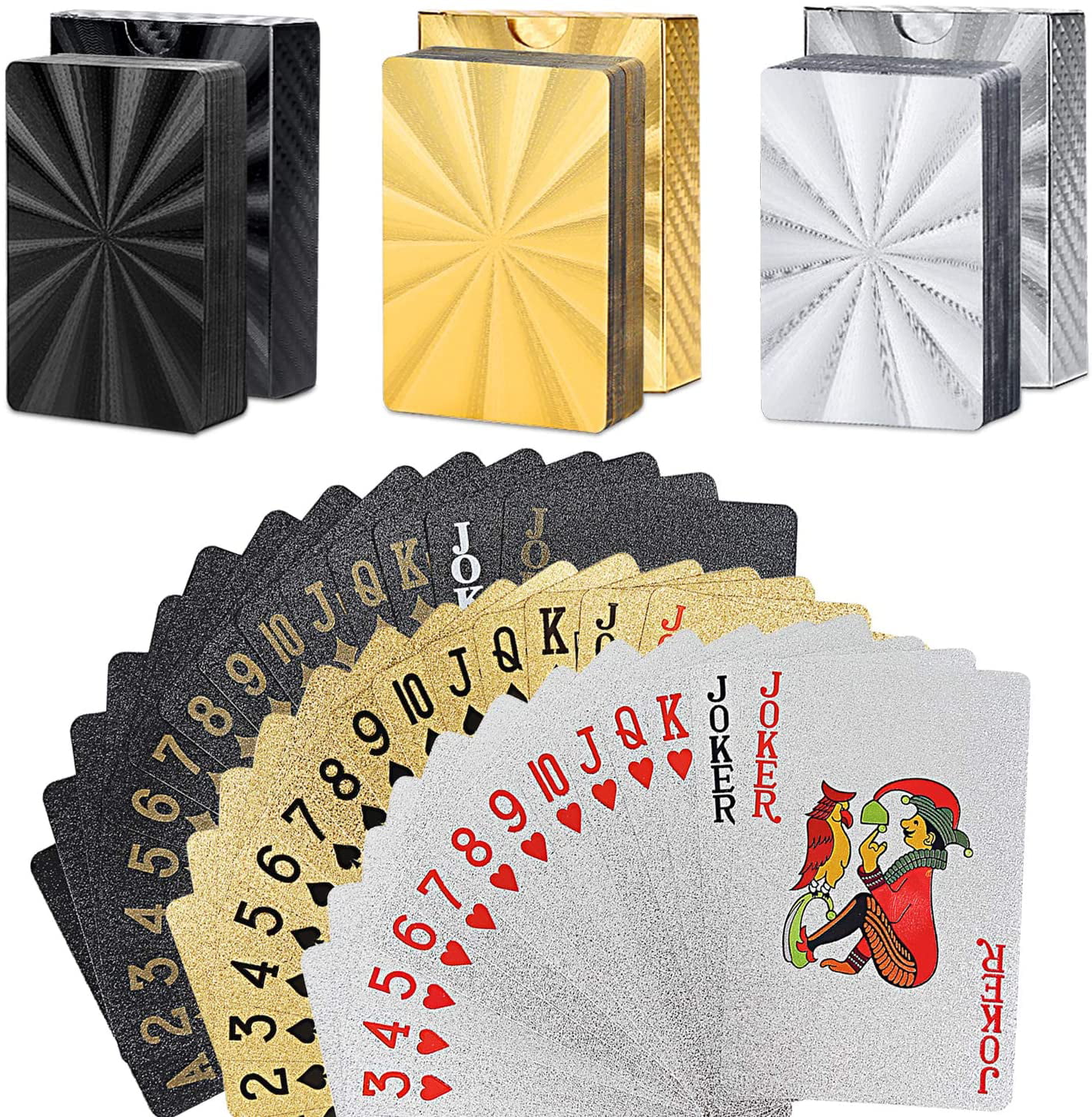 Plastic Foil Poker Cards Gold Silver Black Classic Magic Tricks Tool DoreenAbe Magic Diamond Playing Cards Waterproof Playing Cards Black
