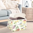 thumbnail image 3 of Yayeee Collapsible Cube Storage Bin with Lid Fabric Closet Decorative Basket with Handles, Birds with Strawberries, 3 of 7