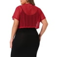 thumbnail image 4 of Agnes Orinda Women's Plus Size Valentines Day Lace Shrugs Elegant Sheer Short Sleeves Floral Bolero Shrug Tops Cardigan 3X Red, 4 of 6