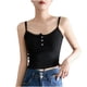 thumbnail image 2 of Puntoco Camisetas ajustadas para mujer Camisetas de tirantes con botones y encaje para mujer Camiseta interior corta de algodón de verano para mujer Camisolas de cuello redondo, 2 of 5