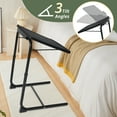thumbnail image 3 of Adjustable TV Tray Table, HONEIER C-Shaped Side Table, TV Dinner Tray with 6 Heights & 3 Tilt Angles, Cup Holder, Folding Table on Couch & Bed Black, 3 of 9