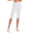 thumbnail image 5 of ZKunhua Womens High Waist Knee Length Capri Leggings Stretchy Workout Yoga Pants with Side Slits & Pockets, 5 of 7