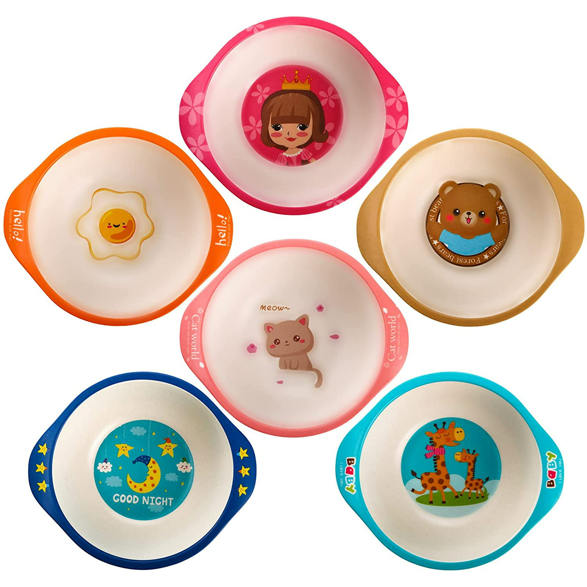 Set of 6 Bamboo Kids Bowls, 8 Oz Unbreakable Cartoon Bowls for kids  Children, BPA Free Reusable Snack Bowls Stackable Dinnerware for Birthday  and Preschool Graduation, Multicolor | Walmart Canada