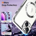 thumbnail image 4 of Magnetic Case for iPhone 15 Plus Case 6.7" [Compatible with MagSafe] [Built-in Camera Protector] Clear Plating Luxury Cover for Women Men Soft TPU Bumper Drop Protective Case,Silver, 4 of 12
