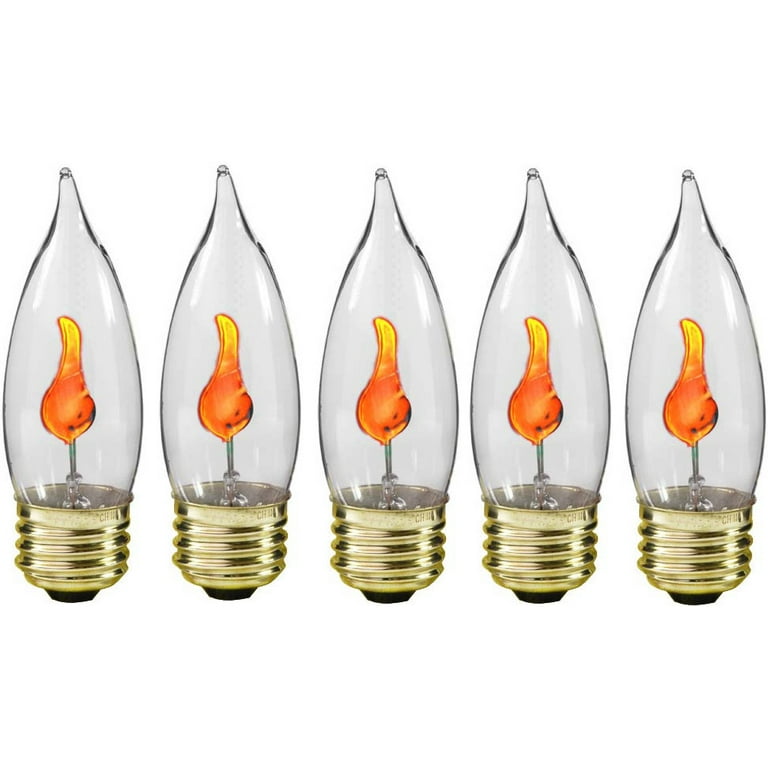 hvor som helst frelsen Shaded Creative Hobbies 10J Flicker Flame Light Bulb -Flame Shaped, Standard Base,  Flickering Orange Glow - Box of 5 Bulbs - Walmart.com