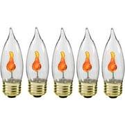 Creative Hobbies 10J Flicker Flame Light Bulb -Flame Shaped, Standard Base, Flickering Orange Glow - Box of 5 Bulbs
