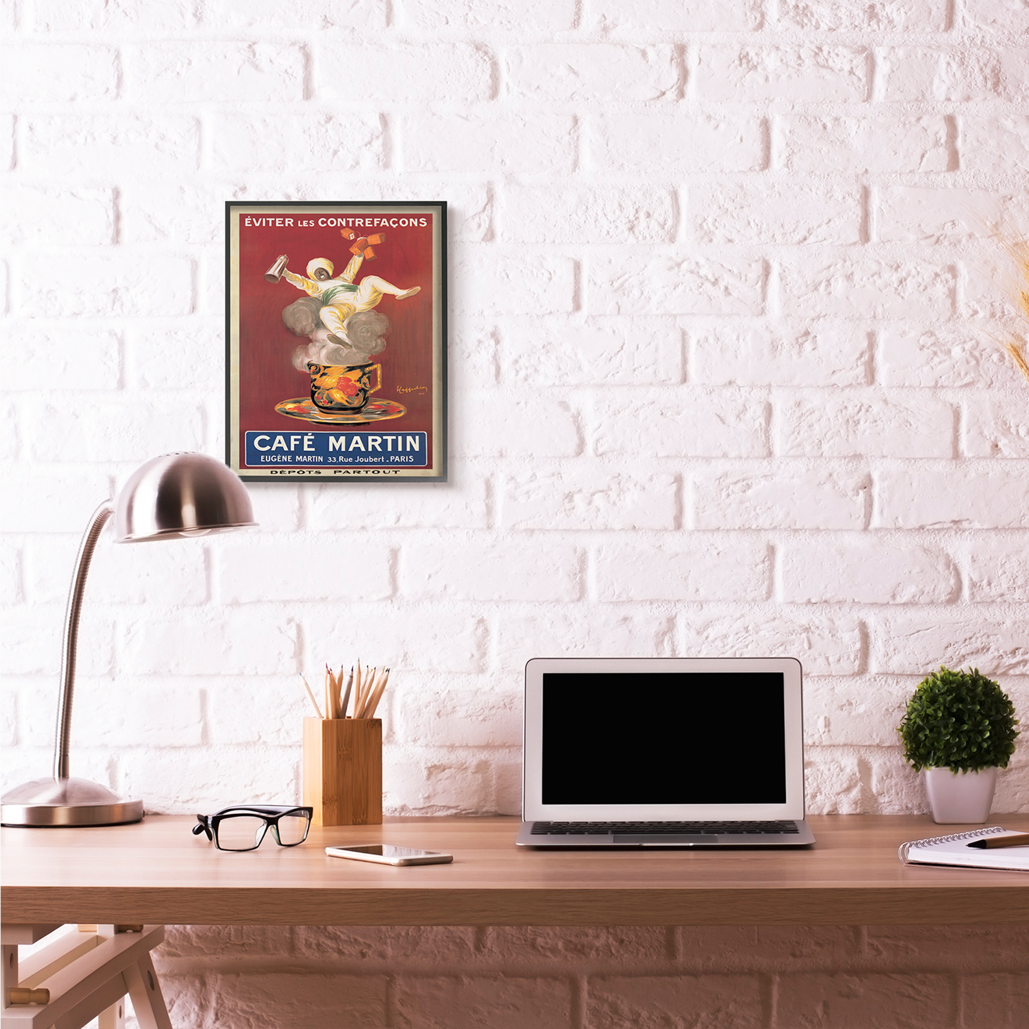 Stupell Industries Café Martin Vintage Poster Design Graphic Art Black Framed Art Print Wall Art, 16x20, by Marcello Dudovich