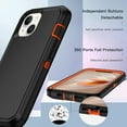 thumbnail image 3 of iPhone 16e / iPhone 15 / iPhone 14 / iPhone 13 Case Shockproof Dust/Drop Proof 3 in 1 Full Body Rugged Heavy Duty Durable Cover for Apple 6.1" Black Orange, 3 of 8