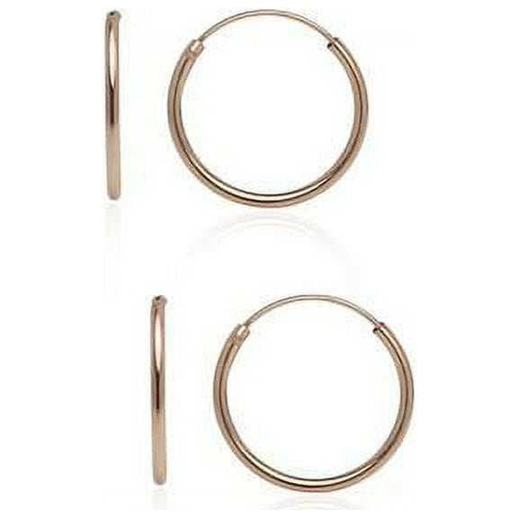 Rose Gold Tone over 925 Silver 1.2x10mm Set of 2 Endless Hoop Earrings