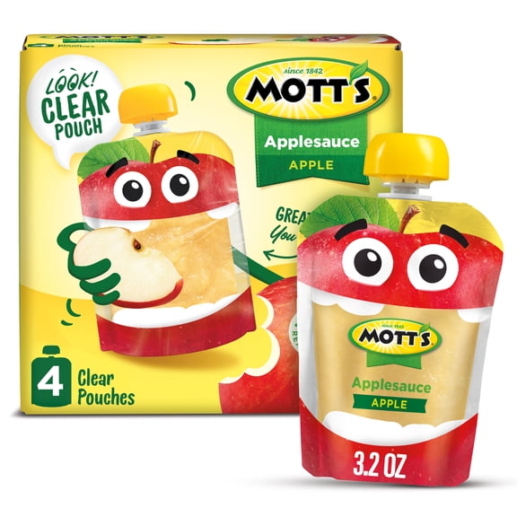 Mott's Applesauce, 3.2 oz, 4 Count Clear Pouches