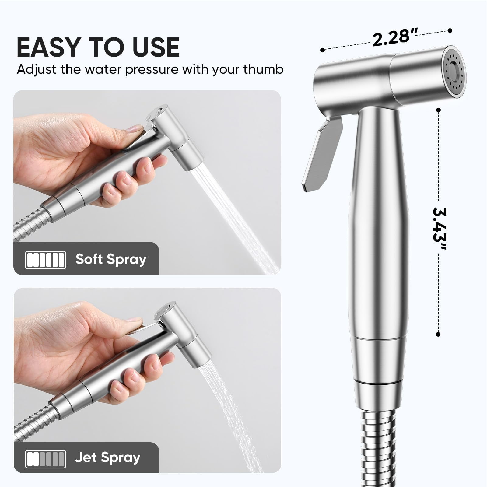 2Pack Handheld Bidet Sprayer for Toilet, 7/8" Stainless Steel Toilet Bidet Sprayer