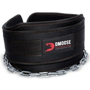 DMoose Fitness Dip Belt for Weightlifting, Weight Belt with Chain for Pullup, Gym Lifting Belt for Powerlifting and Squat, Black