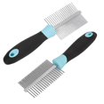 thumbnail image 2 of Double Sided Pet Comb Round Wide Dense Teeth Stainless Steel Cat Grooming Comb for Dogs CatsBlue, 2 of 4
