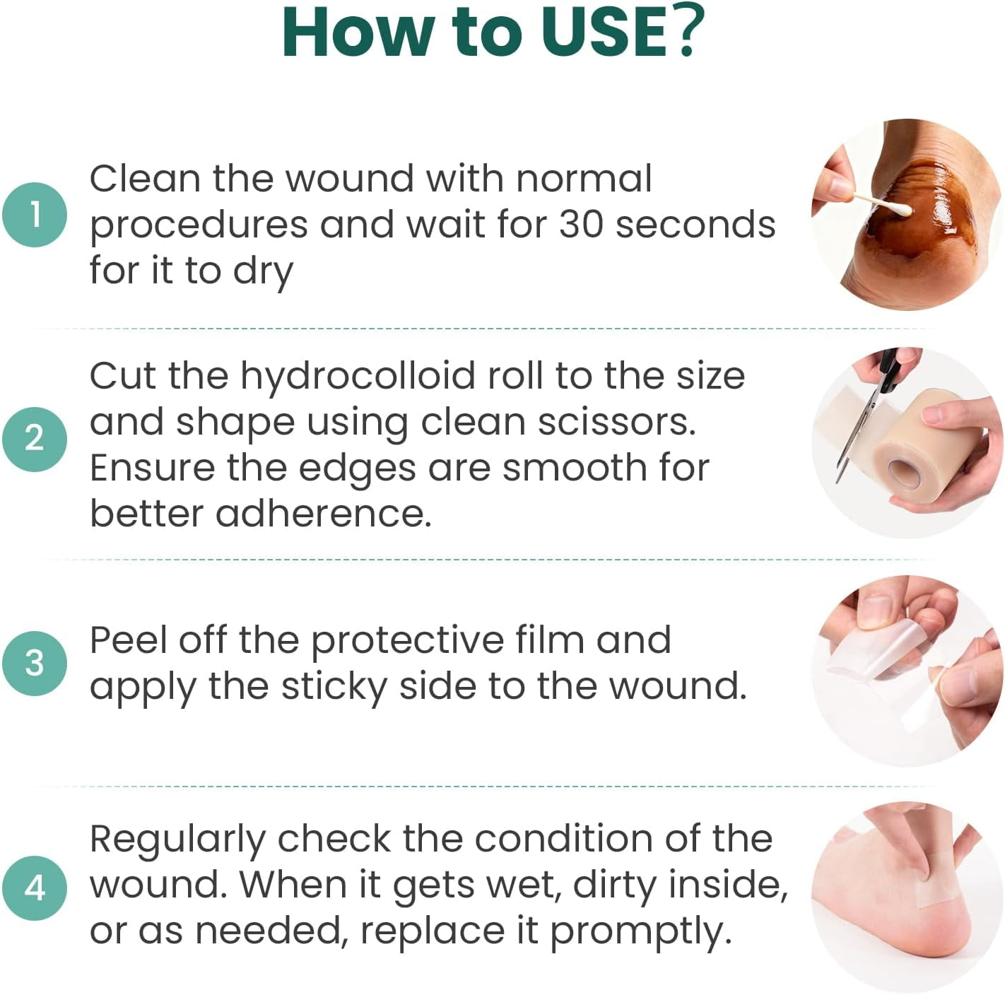 Welnove Hydrocolloid Roll for Wound Care - Hydrocolloid Patch Bandages with Self-Adhesive, Ultra Absorbent for Burn, Blister, Acne Care, Add Lavender Essential Oil, 2.5in x 16ft Cut to Fit