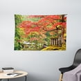 thumbnail image 1 of Japanese Tapestry, Autumn Scenery with Sakura Tree Cherry Blooms in Nikko Provinence Japan, Wall Hanging for Bedroom Living Room Dorm Decor, 60W X 40L Inches, Vermilion Green Brown, by Ambesonne, 1 of 2