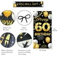 thumbnail image 5 of Happy 60th Birthday Decorations for Men & Women – Black Gold 60th Birthday Banner Backdrop, Fabric Yard Sign, Photo Props for Indoor Outdoor Party, 5 of 6