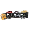thumbnail image 2 of Camión de juguete de aleación desmontable de seis vehículos para niños, modelo de simulación de camión de transporte amarillo, 2 of 14
