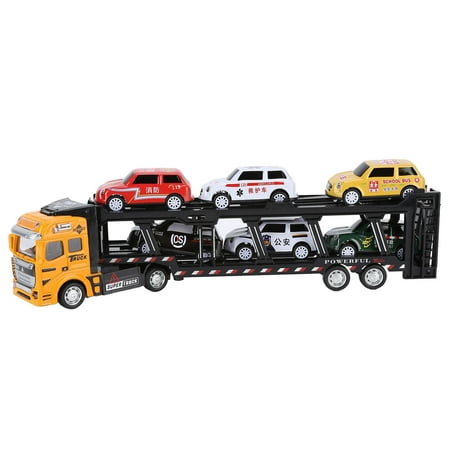 Voiture de Camion de Transport, Jouets de Voiture de Camion de Transporteur  d'Alliage pour le Jeu à la Maison Jaune, Rouge, Noir