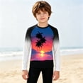 thumbnail image 5 of Little Girls Summer Cute Tops Bright and Gradient Long Sleeve Swim Rash Guard Sun Print Top Size 5-6T , Blue, 5 of 6