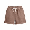 thumbnail image 4 of QSAWXQZ Women's Tencel Linen Blend Shorts Elastic Drawstring Waist Rolled Hem Summer Casual Loose Beach Hot Pants Comfortable Soft Shorts with Pockets M, 4 of 6