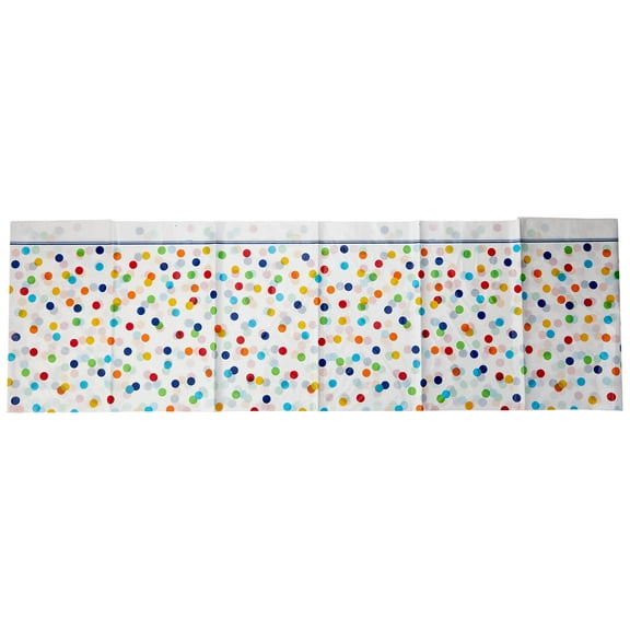 Rainbow Mini Polka Dot Plastic Tablecloth, 84" x 54"