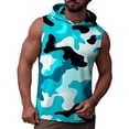thumbnail image 6 of YLSDY Men's Camouflage Sleeveless Hooded Vest, Basic Drawstring Pullover for Sports and Casual Outfits Blue XL, 6 of 9