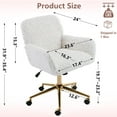 thumbnail image 4 of PORKISS Vanity Chair with Back, Home Office Chair, Ergonomic Home Desk Chair with Artificial Rabbit Hair, Adjustable Swivel Task Computer Chair with Arm, Wheels, Beige, 4 of 9