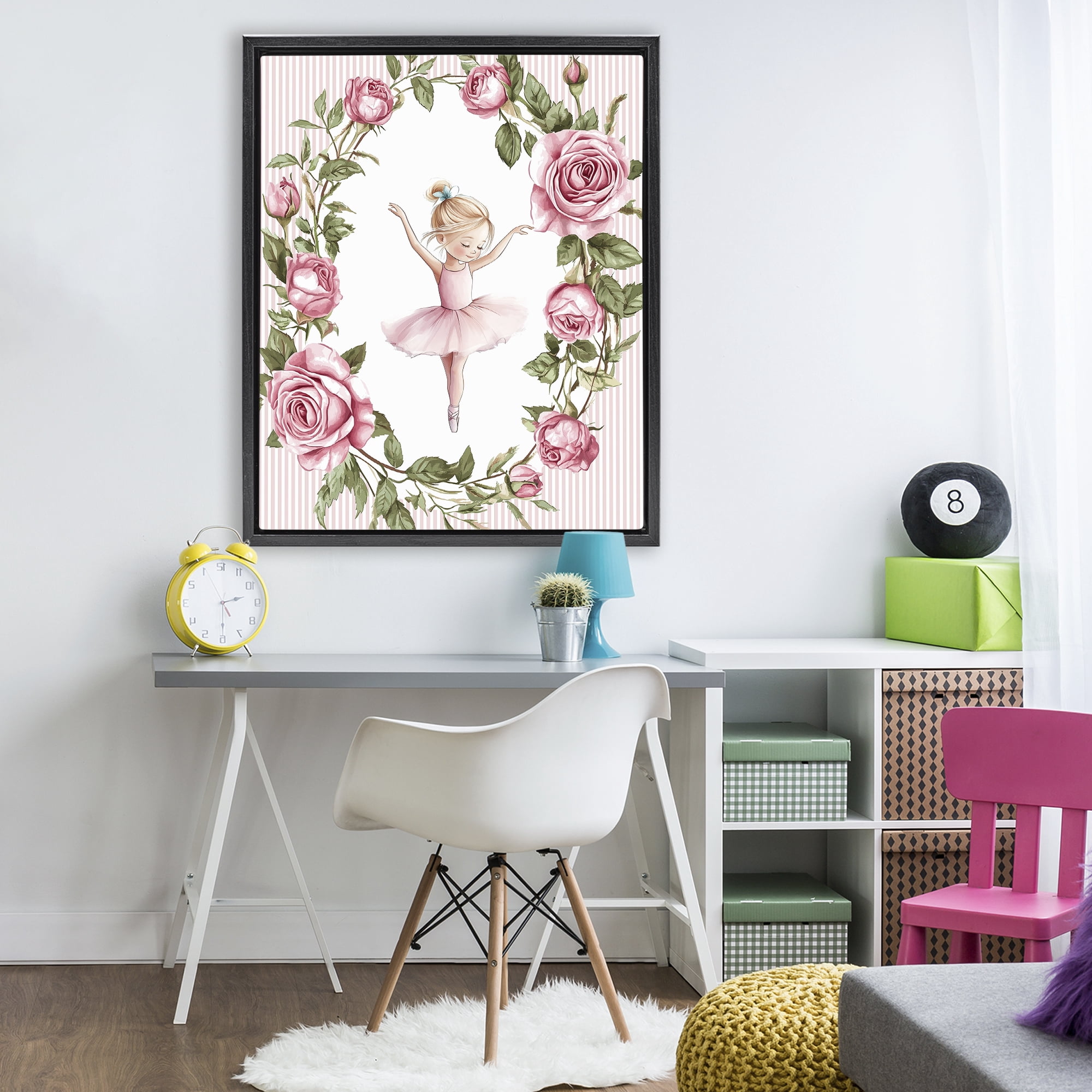 Stupell Industries Little Rose Dance Black Framed Floater Canvas Wall Art, design by Christine Simpson Art