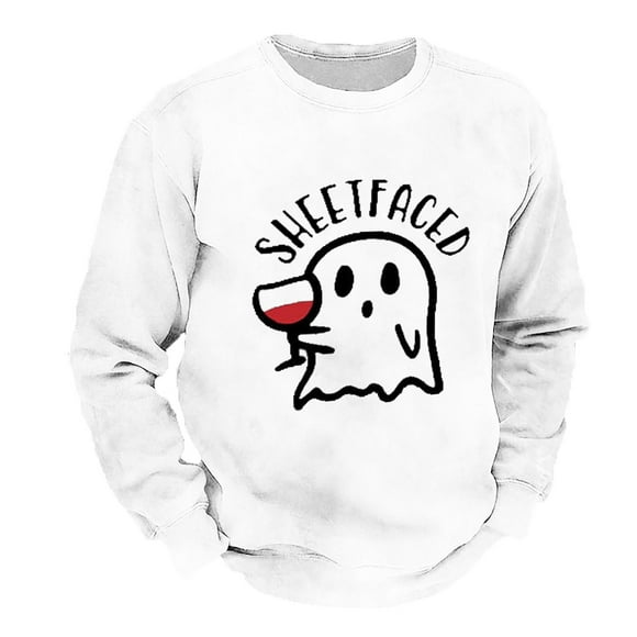 Ediodpoh Men's Themed Hoodless Hoodie Mens Halloween Sweatshirt White XXL