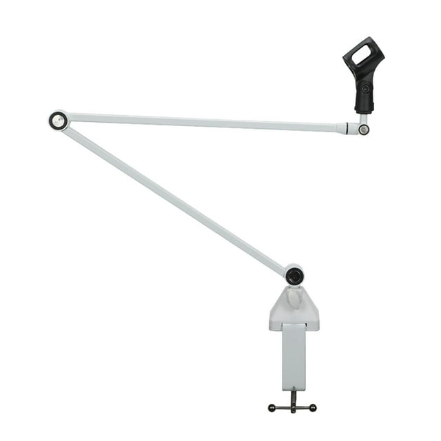 funtasica Bras de Microphone de Diffusion Support de Bureau Rotation Robuste à 360 Degrés pour Podcast Blanc