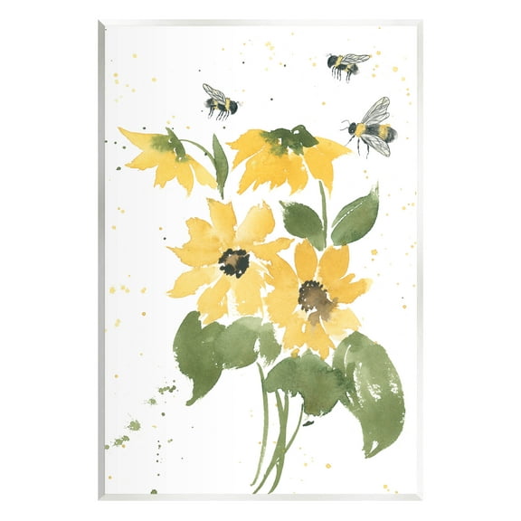 Stupell Industries Buzzing Bees Flower Blossom Graphic Art Unframed Art Print Wall Art, Design by Lucille Price