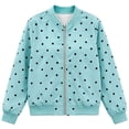 thumbnail image 2 of Fall Jacket for Women Long Sleeve Casual Bomber Outerwear Polka Dot Print Zip Closure Ribbed Cuffs Easy Layering Casual Outdoor Jacket, 2 of 3