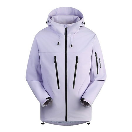 Miluxas Men s Hooded Windproof Water Resistant Rain Jacket Windbreaker More Pockets for Hiking Fishing Travel Purple