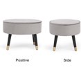 thumbnail image 3 of Homebeez Oval Fabric Ottoman Footrest Vanity Stool Gray, 3 of 5