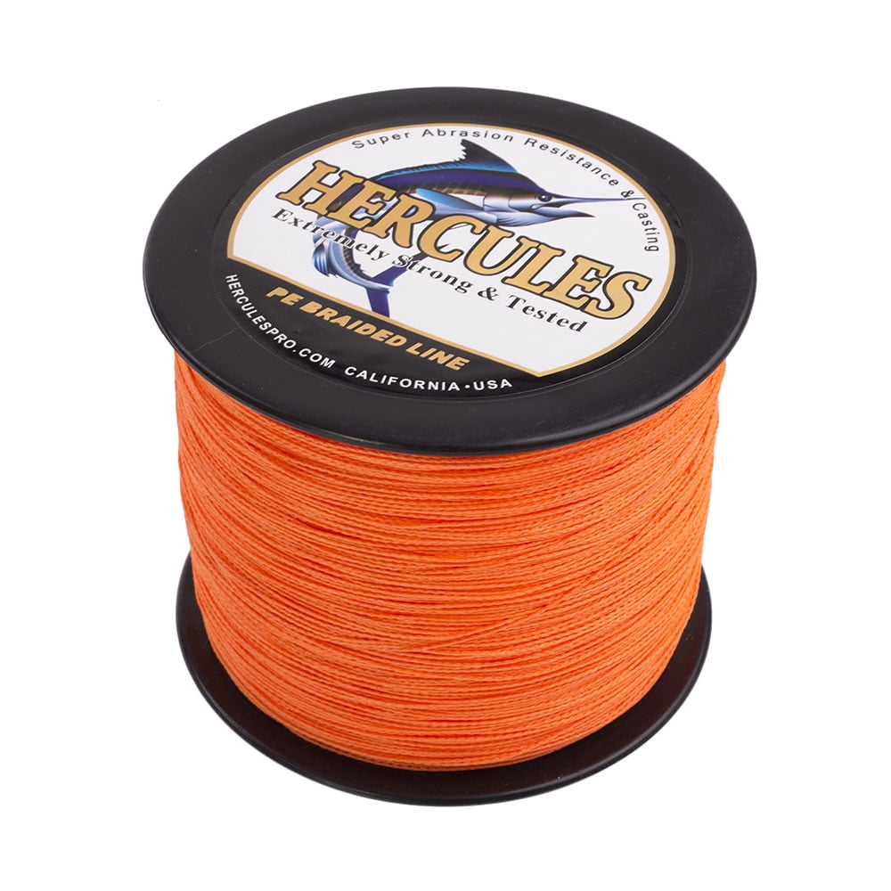 HERCULES Braided Fishing Line 2000m 2187yds 6lbs-100lbs Pe Superline 4 Strands (Orange 100lb/45.4kg 0.55mm)