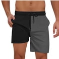thumbnail image 2 of Akafmk Mens Beach Shorts Two-Layer Color Print with Pockets Drawstring Elastic Waist Shorts Pants L, 2 of 4