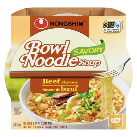 Nouilles avec mélange pour soupe à saveur de boeuf en bol de Nongshim 86 g
