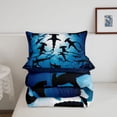 thumbnail image 5 of jejeloiu Deep Ocean Shark Full Size Comforter Sets,Silhouette Print Bedding Comforter Set For Boys,Blue Black,Navy Blue Reversible,3 Pieces,1 Comforter and 2 Pillowcases, 5 of 7
