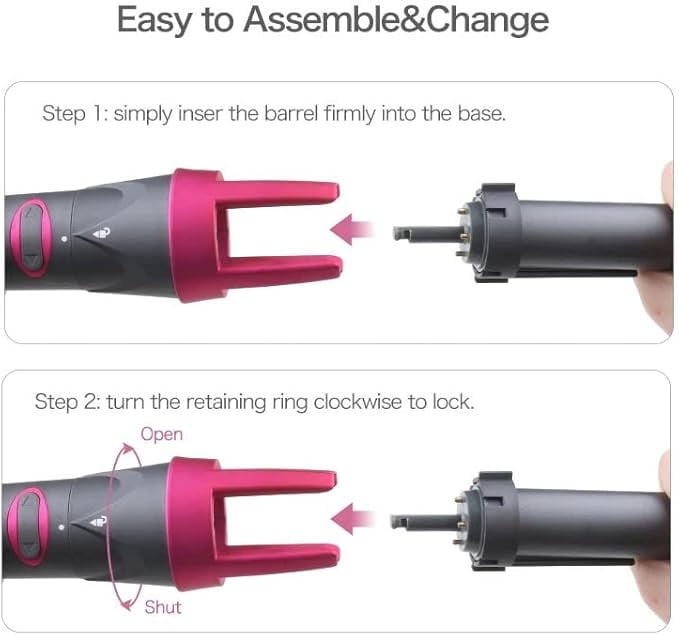 Professional 3 in 1 Auto Rotating Hair Curler Curling Wand Rollers with 3 Interchangeable Ceramic Barrels, Instant Heat Up, Fast Styling Dual Voltage Salon Tool