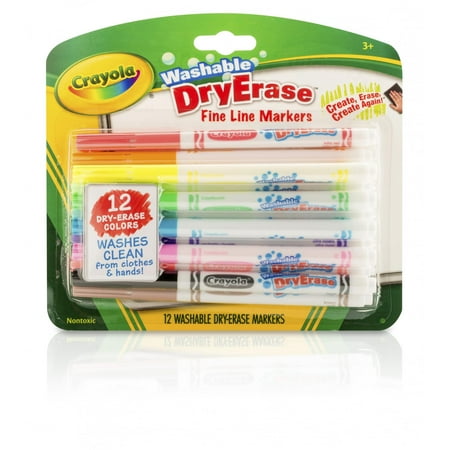 Crayola Washable Dry Erase Fineline Markers, 12 Count