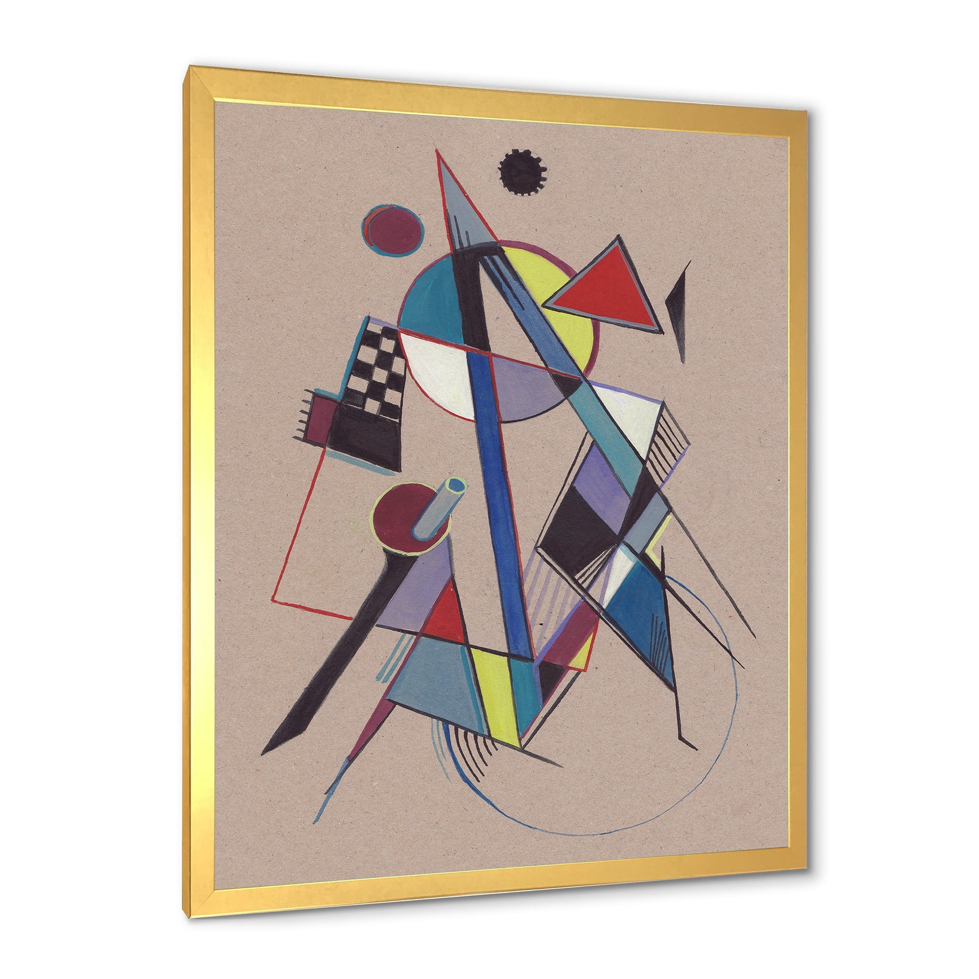 Designart 'Abstract Compositions Of Colored Geometric III' Modern Framed Art Print