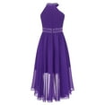 thumbnail image 6 of Aislor Girls High Low Dress Halter Sleeveless Wedding Pageant Party Ruched Chiffon Formal Flower Dress Purple 16, 6 of 7