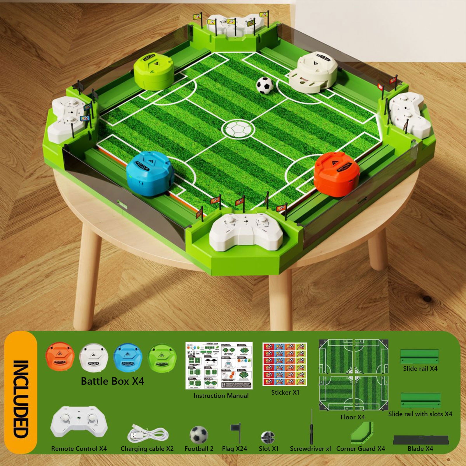 Remote Control Table Football Game, 2-Player Electronic Soccer Table for Kids, Parent-Child Competitive Indoor Game green