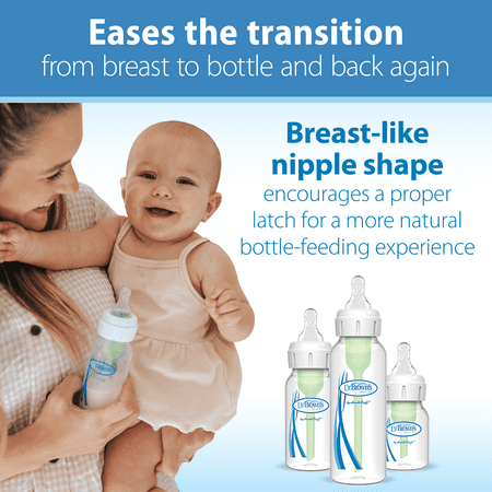 Dr. Brown's Natural Flow Preemie Flow, Narrow Baby Bottle Nipple, Slowest Flow, 0m+, 100% Silicone, 6 Pack