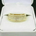 thumbnail image 3 of Hitanshu Jewels Round Cut Cubic Zirconia Unisex Trio Set Wedding Ring 14K Yellow Gold Plated, 3 of 3