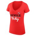 thumbnail image 2 of Women's G-III 4Her by Carl Banks Red New Jersey Devils Super-Slim Fit Lightweight Graphic V-Neck T-Shirt, 2 of 3
